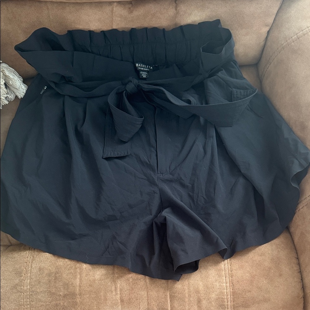 Athleta Skyline Short II Black Tie-Waist Shorts